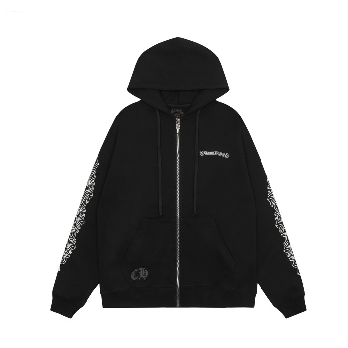 Chrome Hearts Horseshoe Floral Zip Up Hoodie KE815