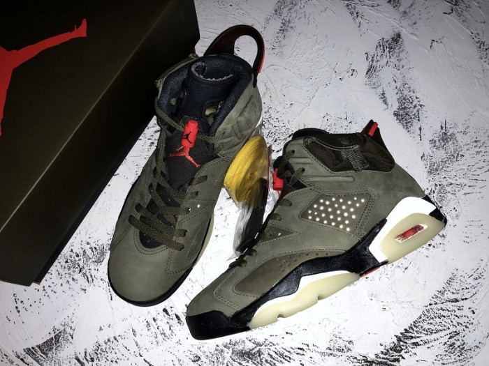 travis scott air jordan 6 medium olive - cn1084-200